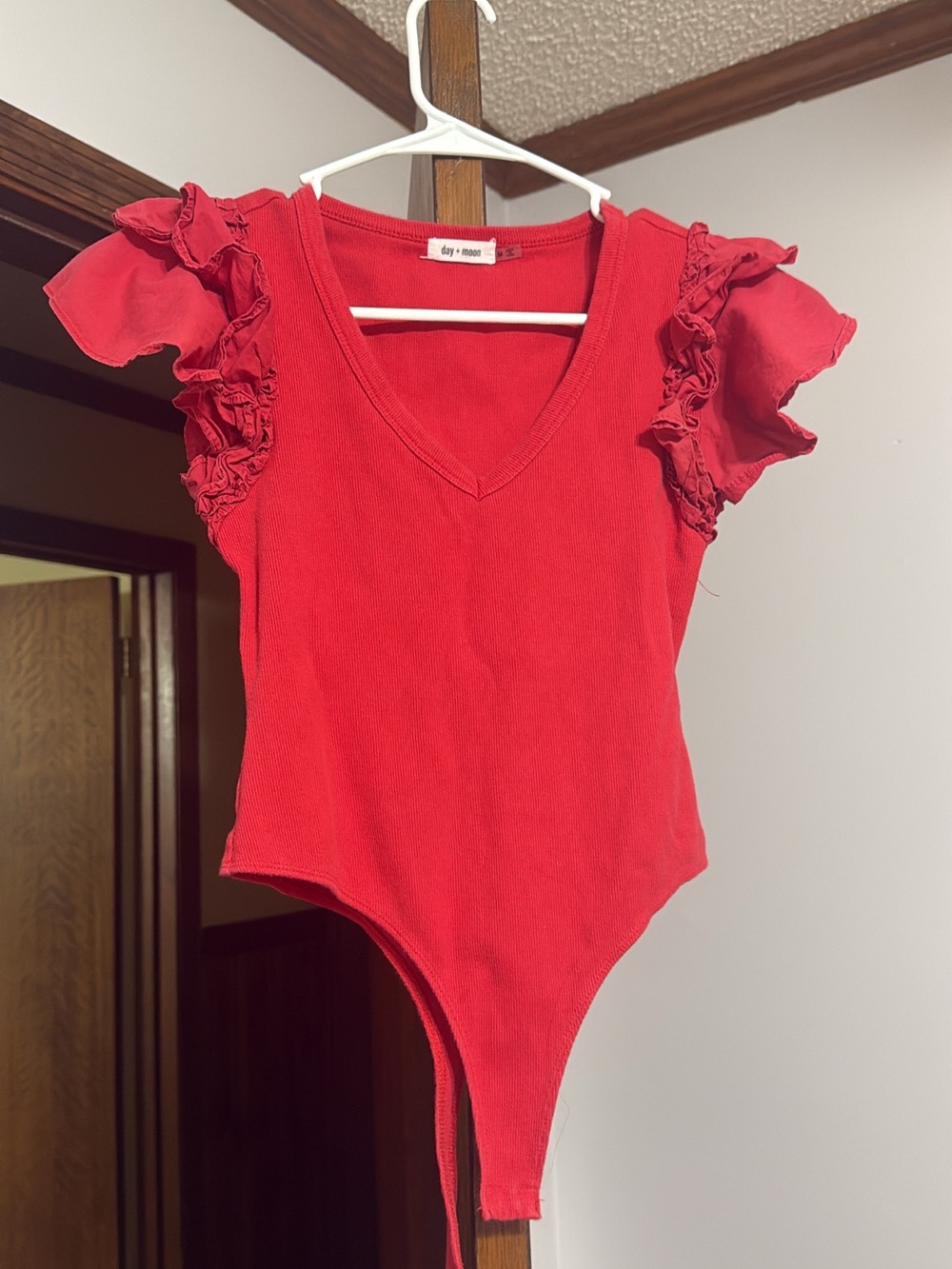 Red Ruffle Sleeve One-Piece